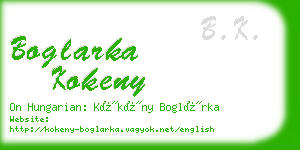 boglarka kokeny business card